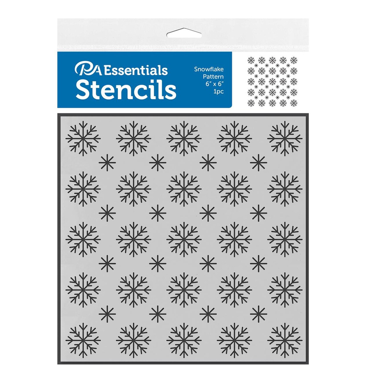 PA Essentials Stencil Snowflake Pattern for Painting on Wood, Canvas, Paper, Fabric, Wall and Tile, Reusable DIY Art and Craft Stencils for Painting, 6"x6" Inches